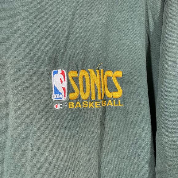 Vintage Seattle Sonics Champion Embroidered Green T-Shirt - Size XXL - Retro NBA - Picture 3 of 7